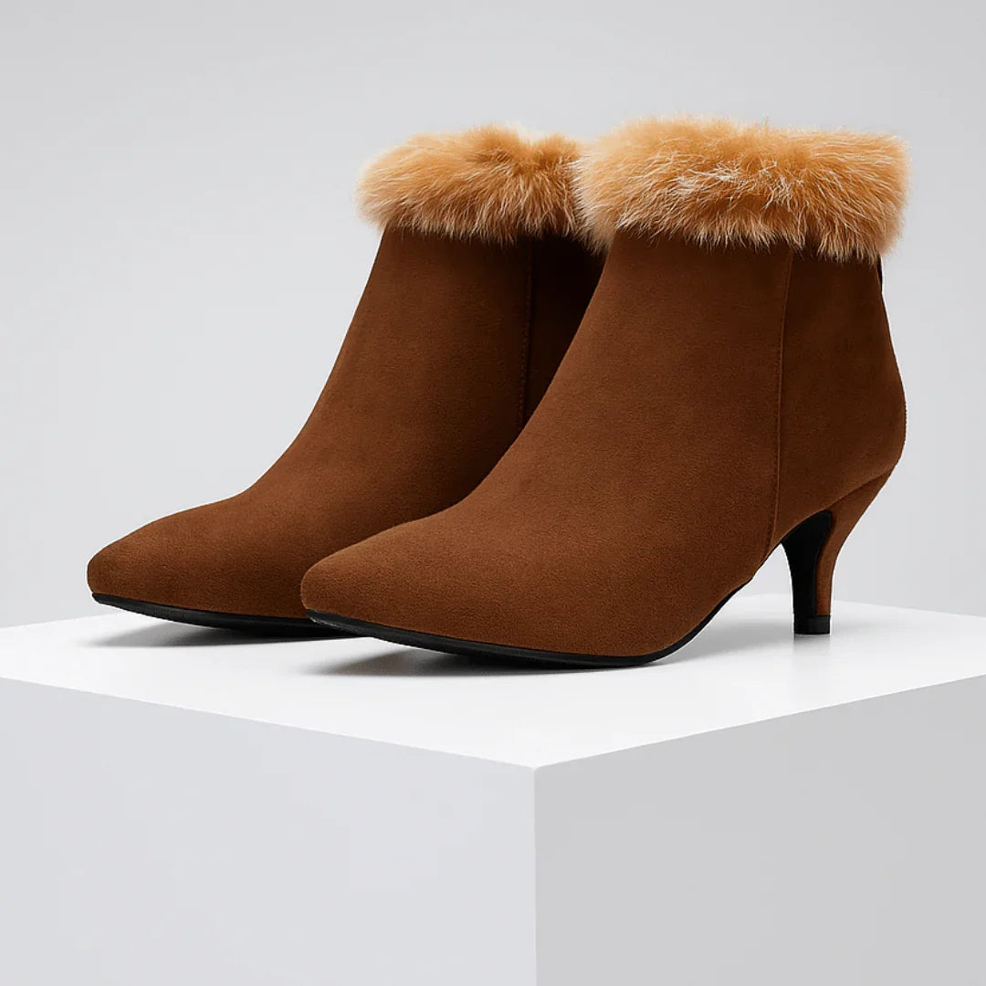 Botines Mujer Tacón Forro Cálido Estilo Elegante Invierno