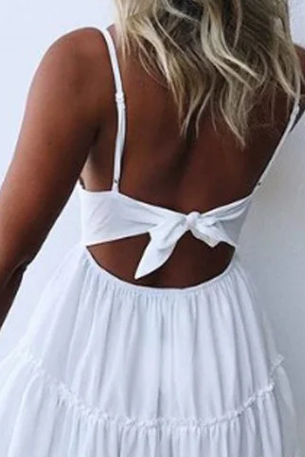 Vestido midi mujer de encaje tirantes finos espalda descubierta