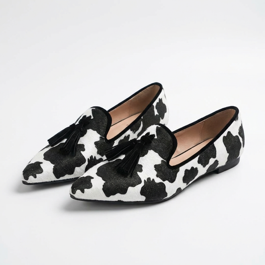 Mocasines Mujer Estampado Borlas Punta Redonda - Mavetta