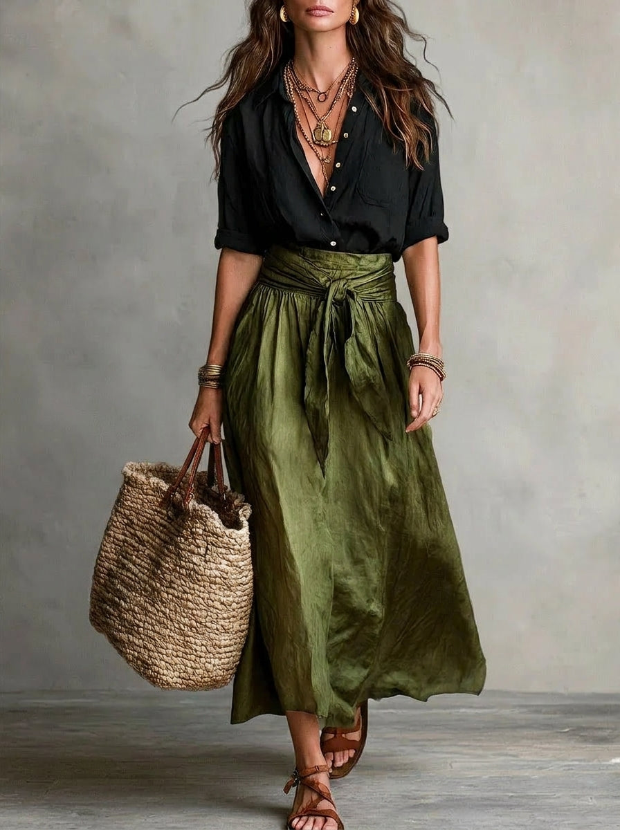 Conjunto Mujer Falda y Blusa Fluida Estilo Bohemio - Mavetta
