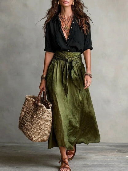 Conjunto Mujer Falda y Blusa Fluida Estilo Bohemio - Mavetta