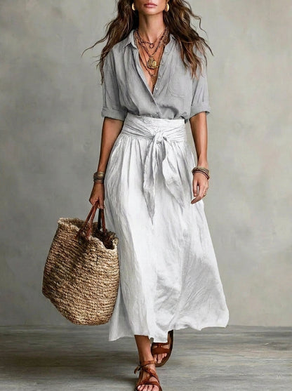 Conjunto Mujer Falda y Blusa Fluida Estilo Bohemio