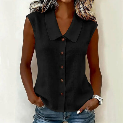 Blusa Mujer con Escote en V y Botones