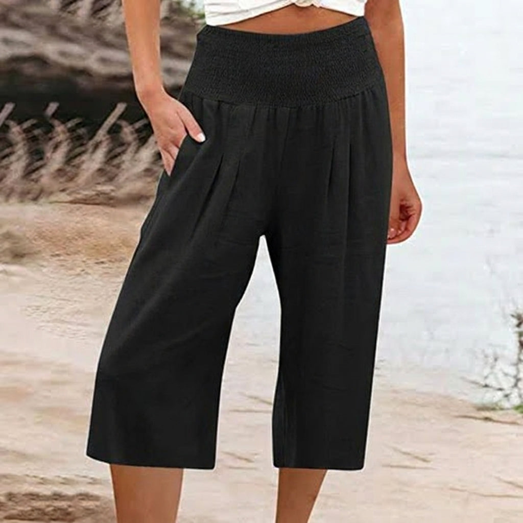 Pantalones Capri Mujer Ligeros Cintura Elástica
