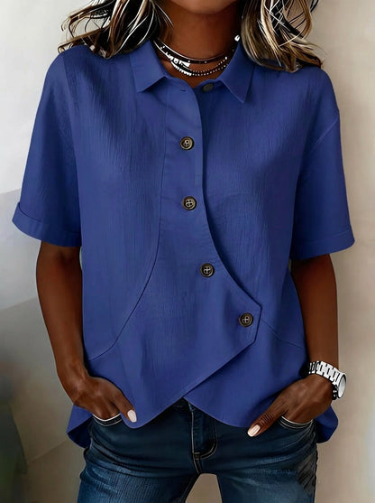 Blusa Mujer de Perlas Botones Asimétrica