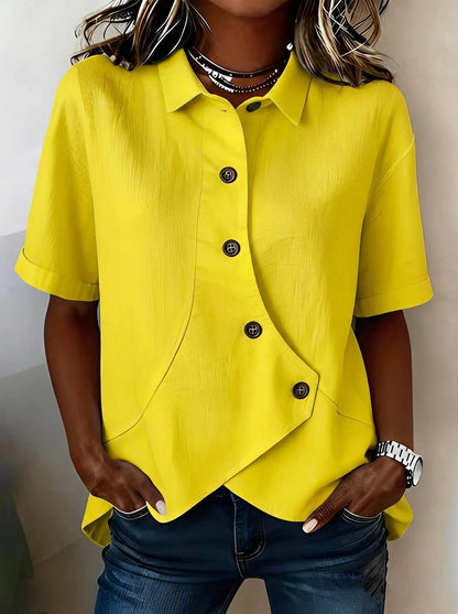 Blusa Mujer de Perlas Botones Asimétrica