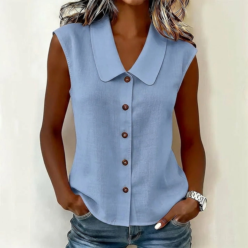 Blusa Mujer con Escote en V y Botones