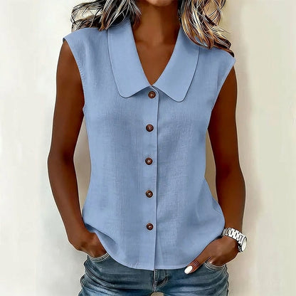 Blusa Mujer con Escote en V y Botones