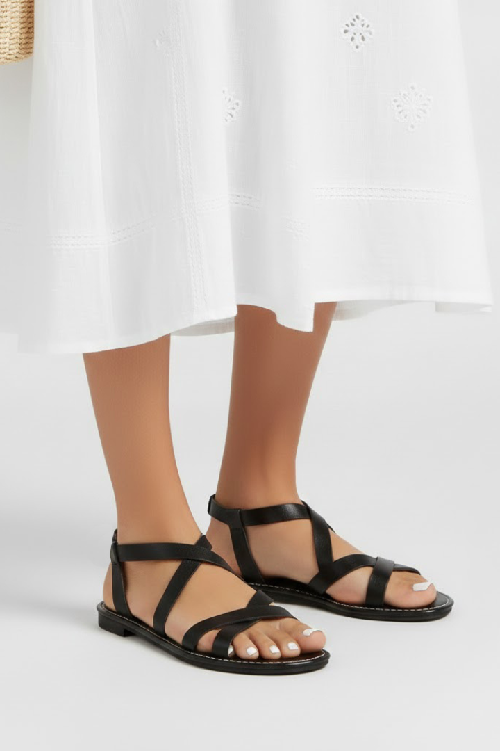 Sandalias Planas Mujer de Tiras Cruzadas