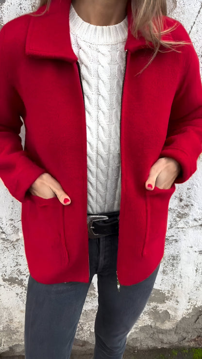 Chaqueta Mujer Clasica con Cremallera y Bolsillos