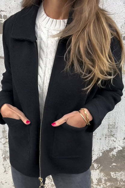 Chaqueta Mujer Clasica con Cremallera y Bolsillos
