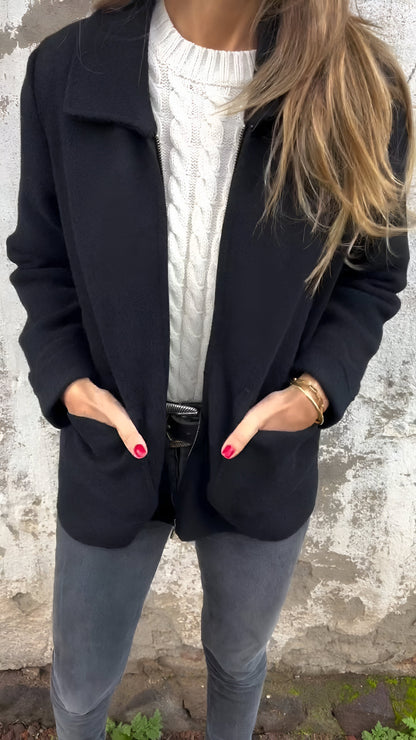 Chaqueta Mujer Clasica con Cremallera y Bolsillos