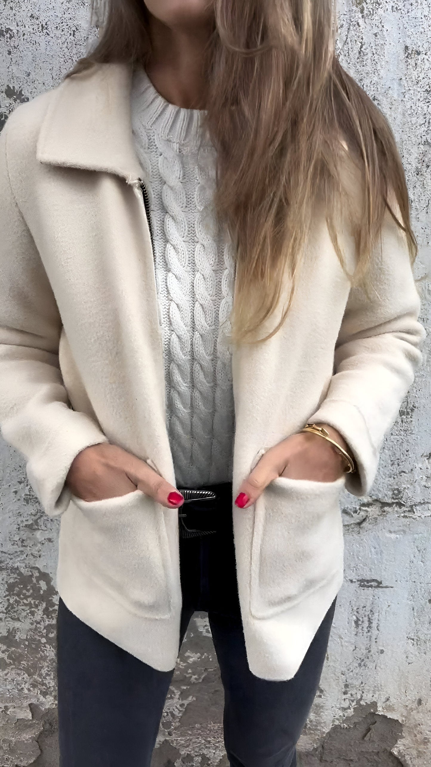 Chaqueta Mujer Clasica con Cremallera y Bolsillos