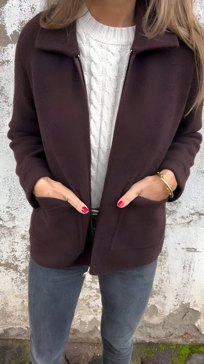Chaqueta Mujer Clasica con Cremallera y Bolsillos