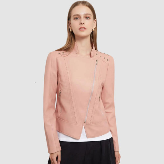 Chaqueta Mujer de Cuero Ajuste Slim Estilo Moderno - Mavetta