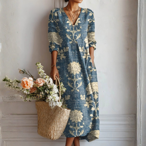 Vestido Mujer de Lino Corte Holgado con Bolsillos - Mavetta