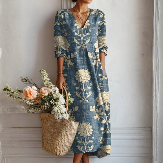 Vestido Mujer de Lino Corte Holgado con Bolsillos - Mavetta