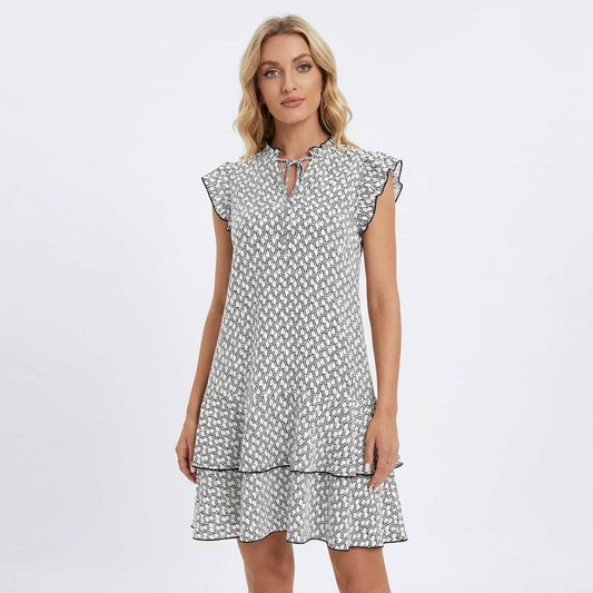 Vestido Corto Mujer de Volantes y Manga Mariposa - Mavetta