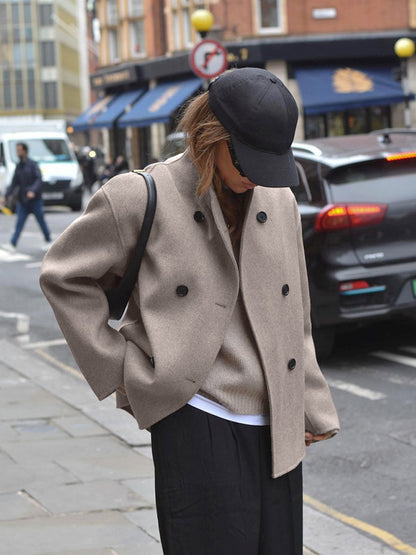 Chaqueta corta mujer Doble botonadura Ajuste entallado