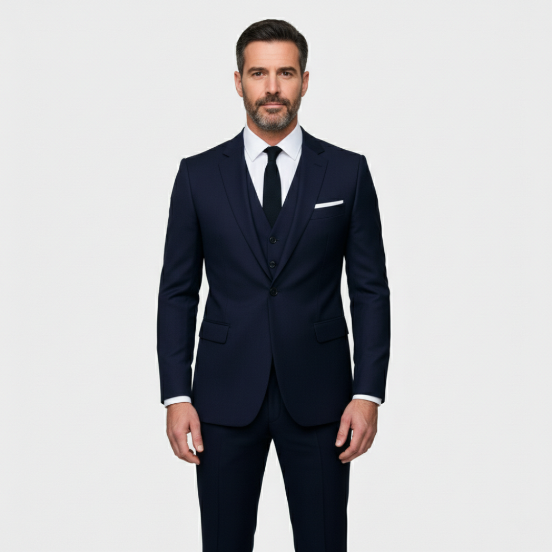 Traje Hombre Tres Piezas Solapa de Muesca Chaleco - Mavetta