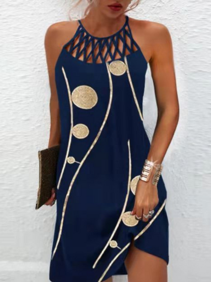 Vestido Halter Mujer de Tela Ligera Ajuste Slim