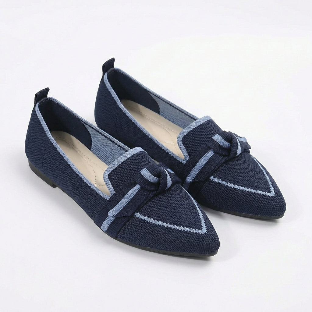 Mocasines Mujer de Punto Punta con Lazo
