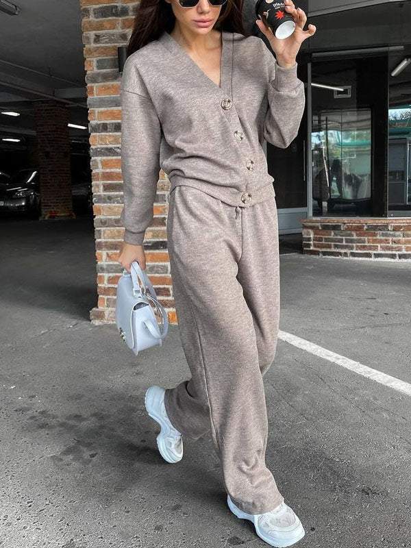 Conjunto Mujer de Punto Ligero Cárdigan y Pantalón Comodo