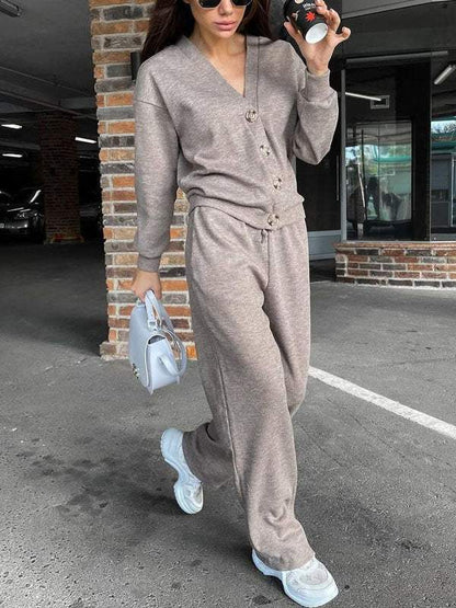 Conjunto Mujer de Punto Ligero Cárdigan y Pantalón Comodo