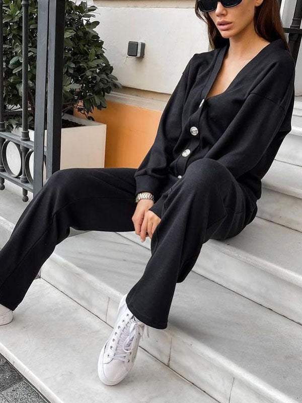 Conjunto Mujer de Punto Cárdigan y Pantalón Ajustado