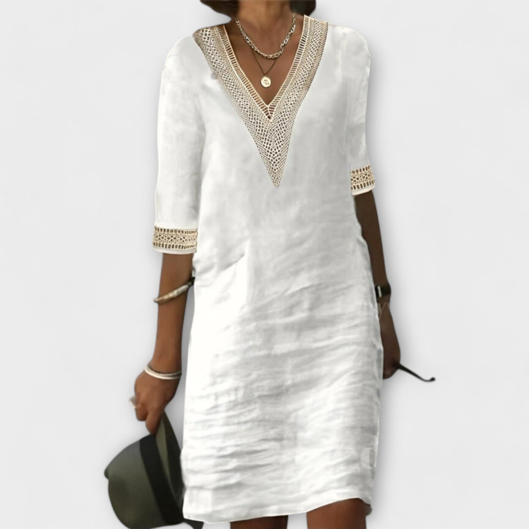 Vestido corto mujer estilo bohemio manga corta verano - Mavetta