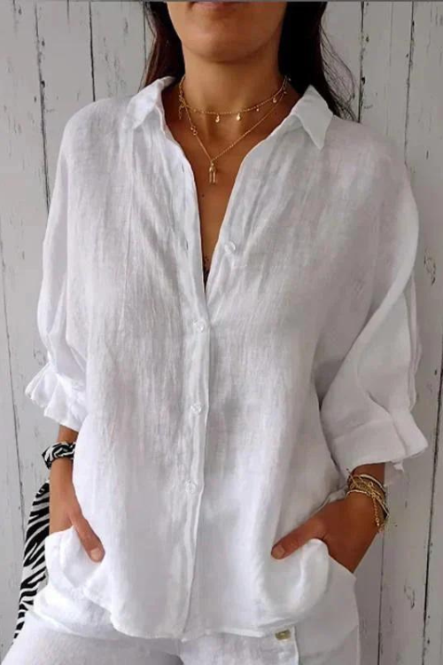Blusa Mujer Abotonada de Algodón Estilo Clásico - Mavetta