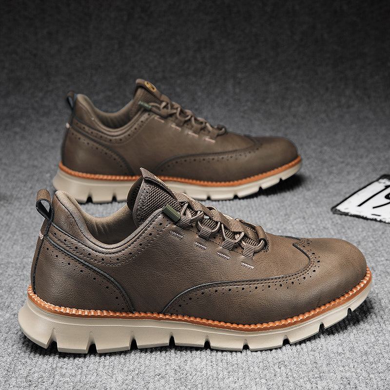 Zapatos Brogue Hombre de Cuero Sintético Diseño Wingtip Suela Goma