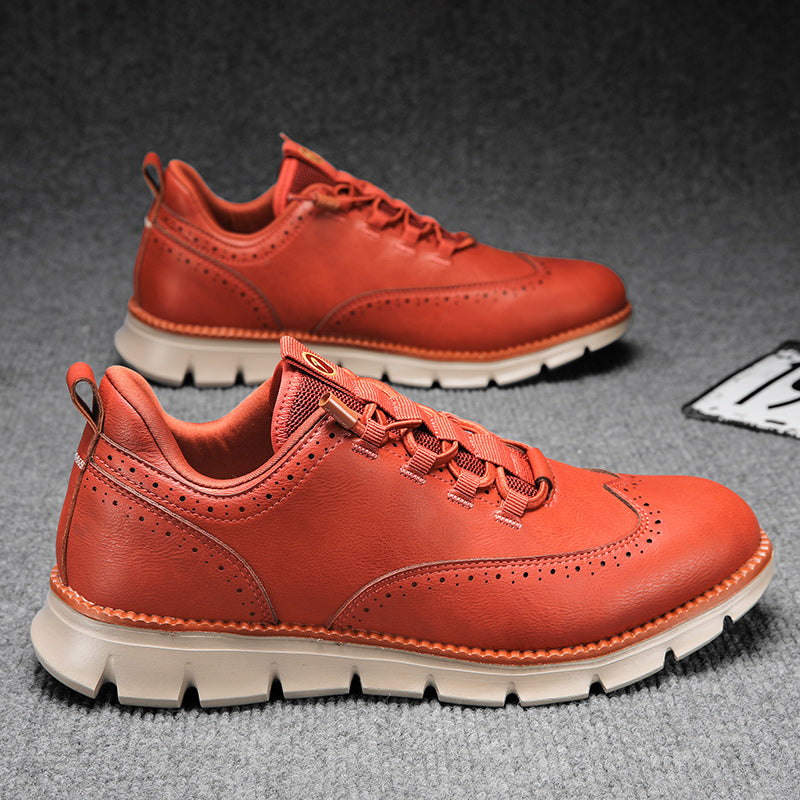 Zapatos Brogue Hombre de Cuero Sintético Diseño Wingtip Suela Goma