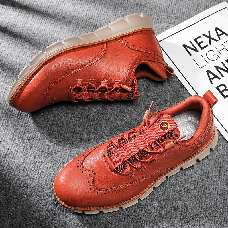 Zapatos Brogue Hombre de Cuero Sintético Diseño Wingtip Suela Goma