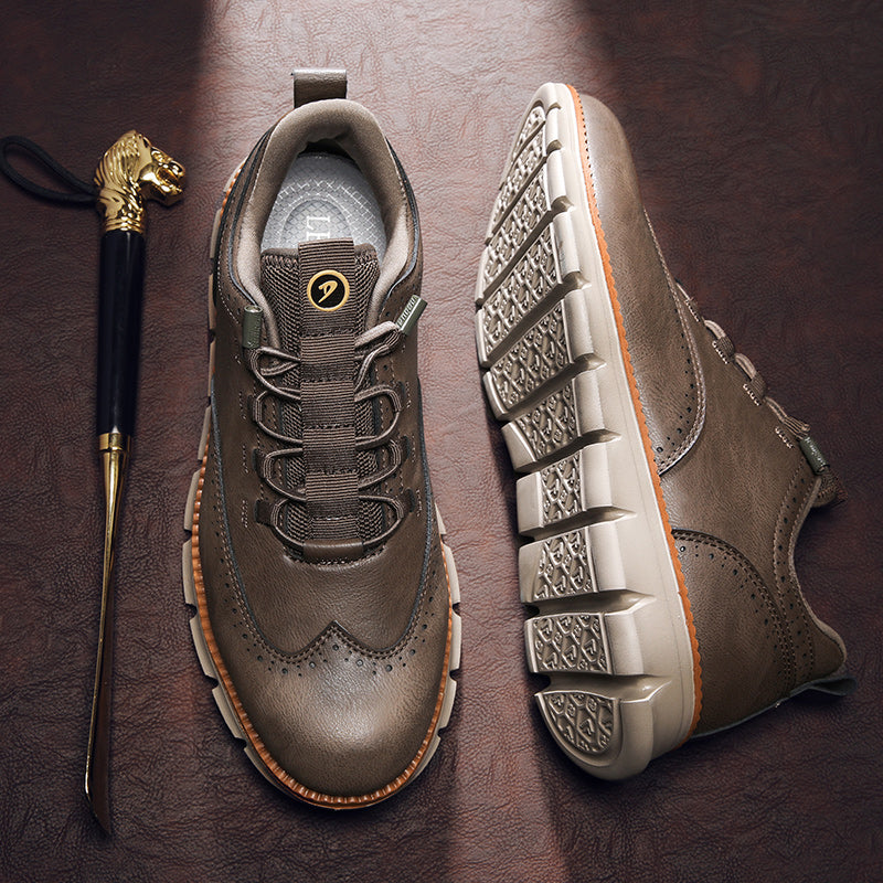 Zapatos Brogue Hombre de Cuero Sintético Diseño Wingtip Suela Goma