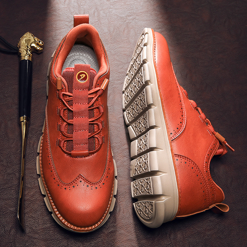 Zapatos Brogue Hombre de Cuero Sintético Diseño Wingtip Suela Goma