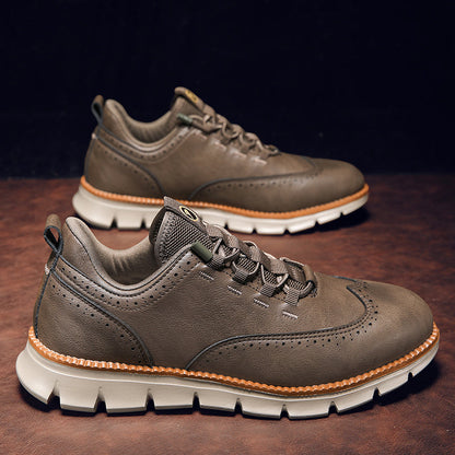 Zapatos Brogue Hombre de Cuero Sintético Diseño Wingtip Suela Goma