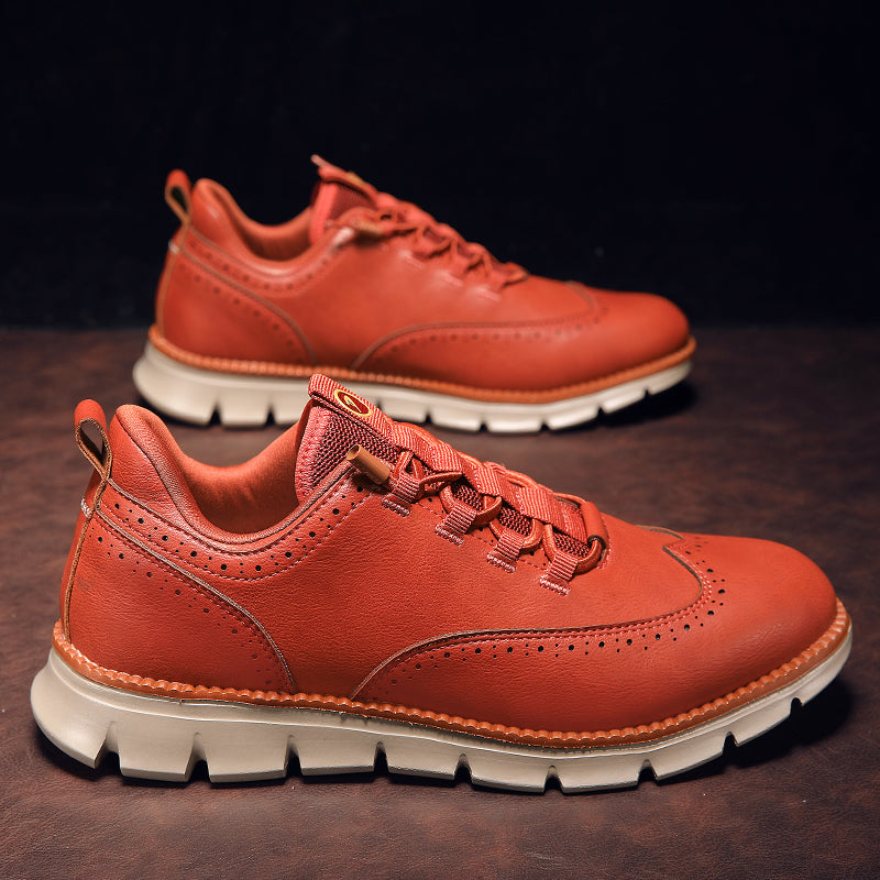 Zapatos Brogue Hombre de Cuero Sintético Diseño Wingtip Suela Goma