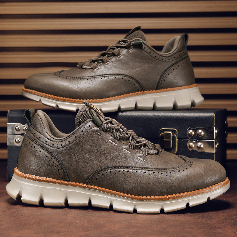 Zapatos Brogue Hombre de Cuero Sintético Diseño Wingtip Suela Goma