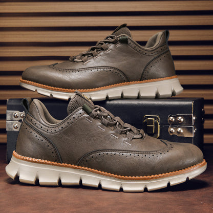 Zapatos Brogue Hombre de Cuero Sintético Diseño Wingtip Suela Goma
