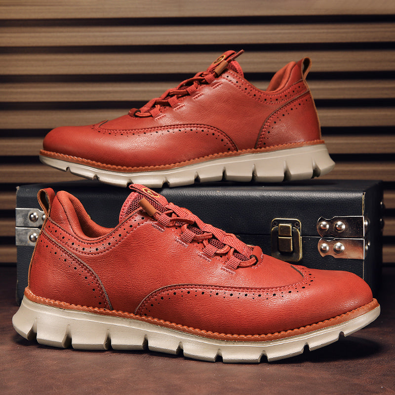 Zapatos Brogue Hombre de Cuero Sintético Diseño Wingtip Suela Goma