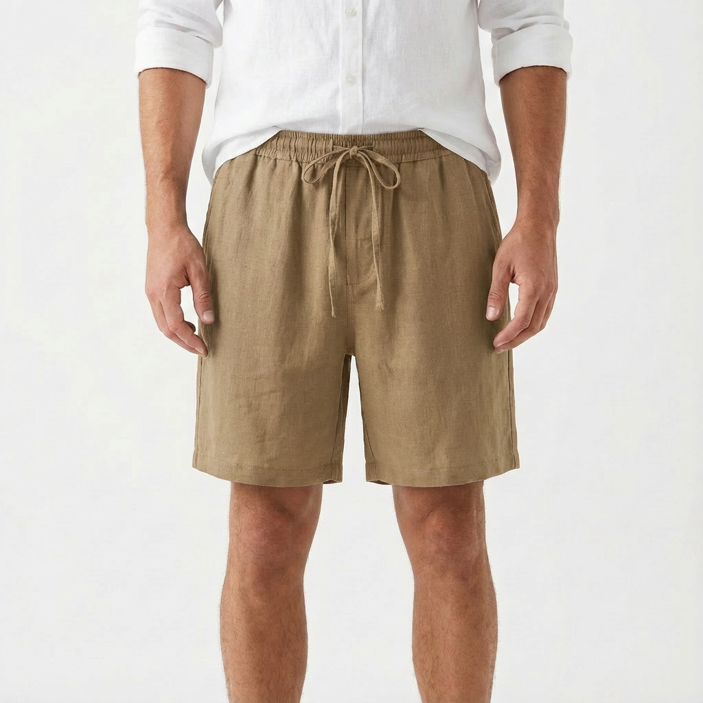 Bermudas Hombre Algodón Cintura Con Cordón Corte Relajado