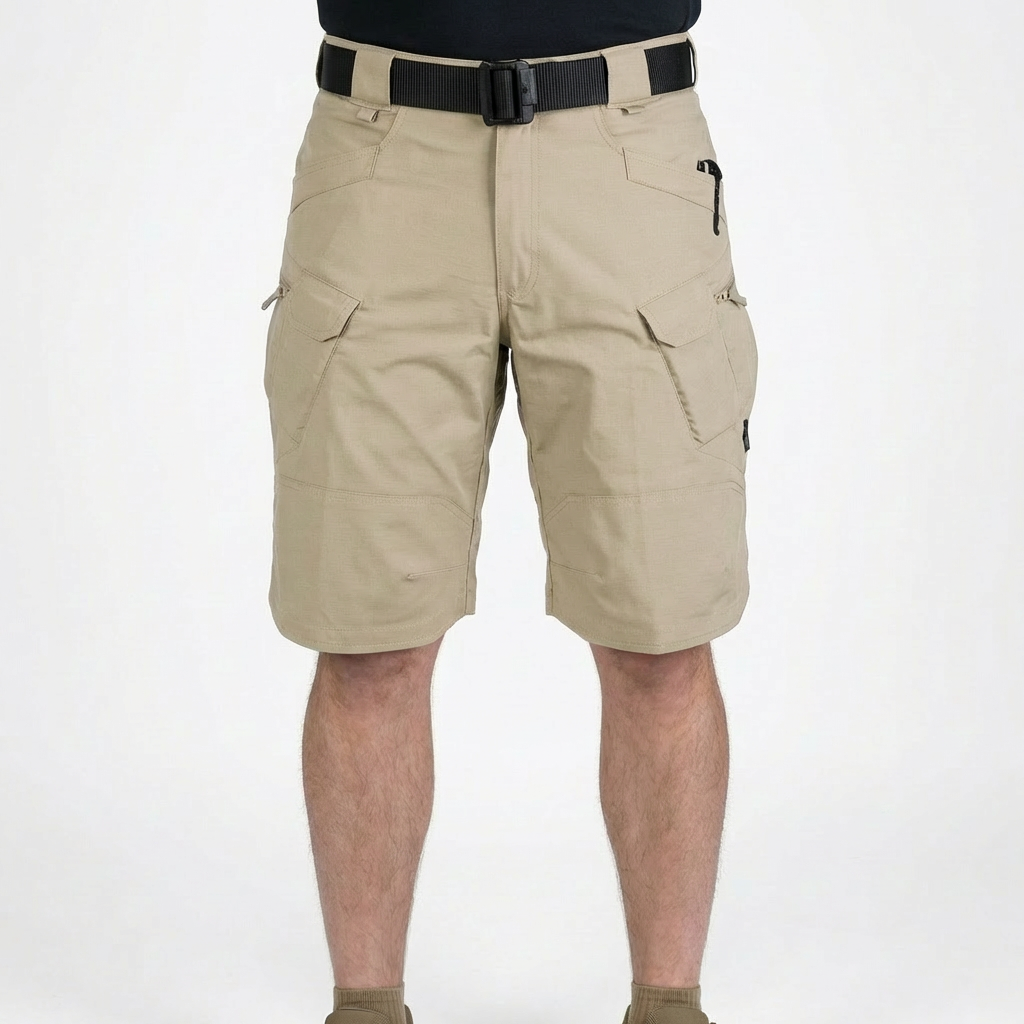 Bermudas Cargo Hombre Algodón Múltiples Bolsillos Cintura Elástica