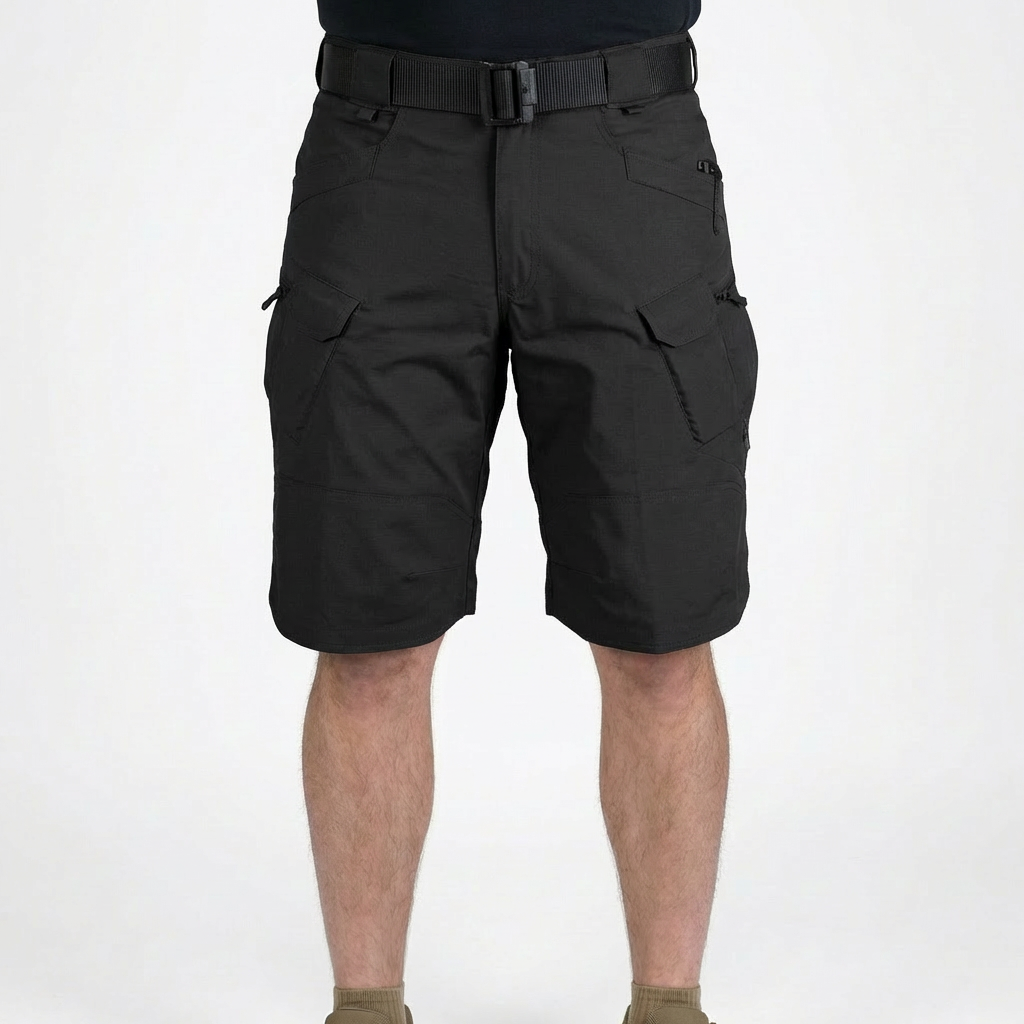 Bermudas Cargo Hombre Algodón Múltiples Bolsillos Cintura Elástica