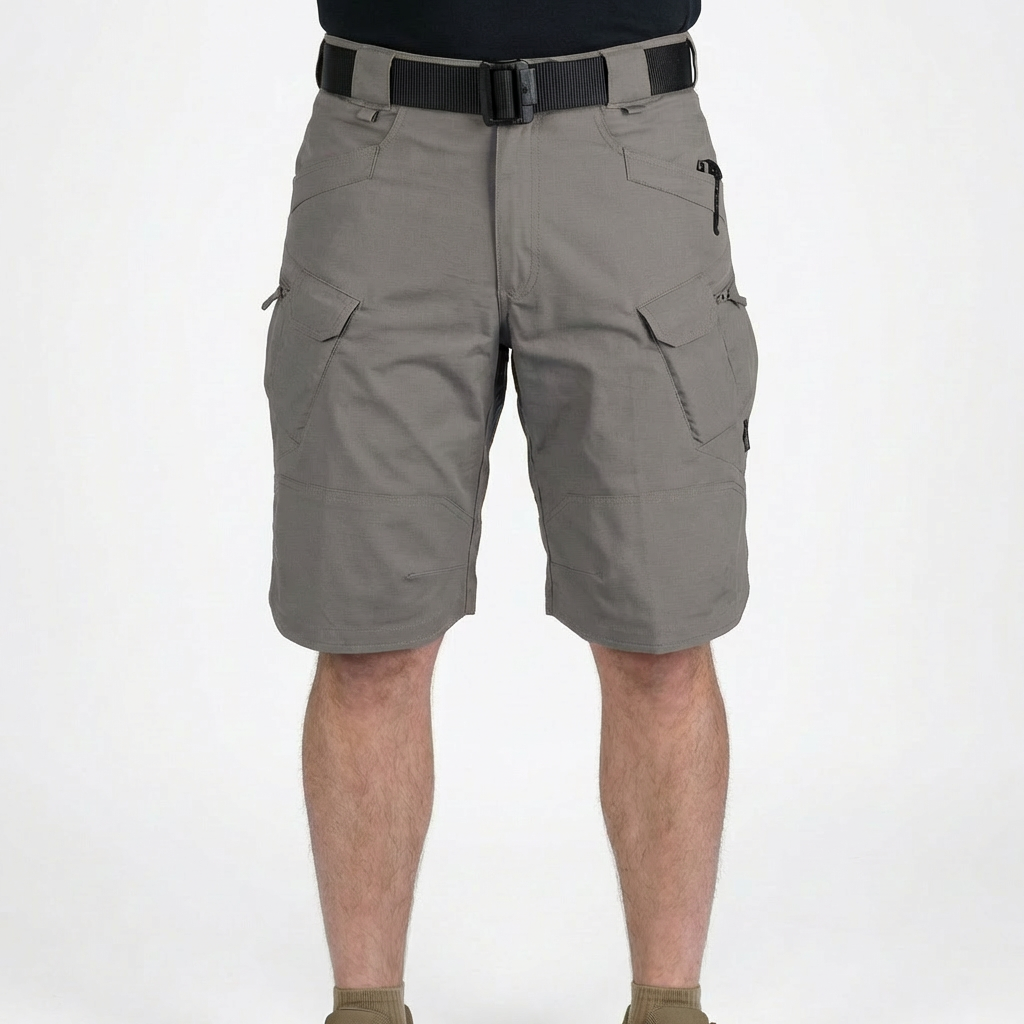 Bermudas Cargo Hombre Algodón Múltiples Bolsillos Cintura Elástica