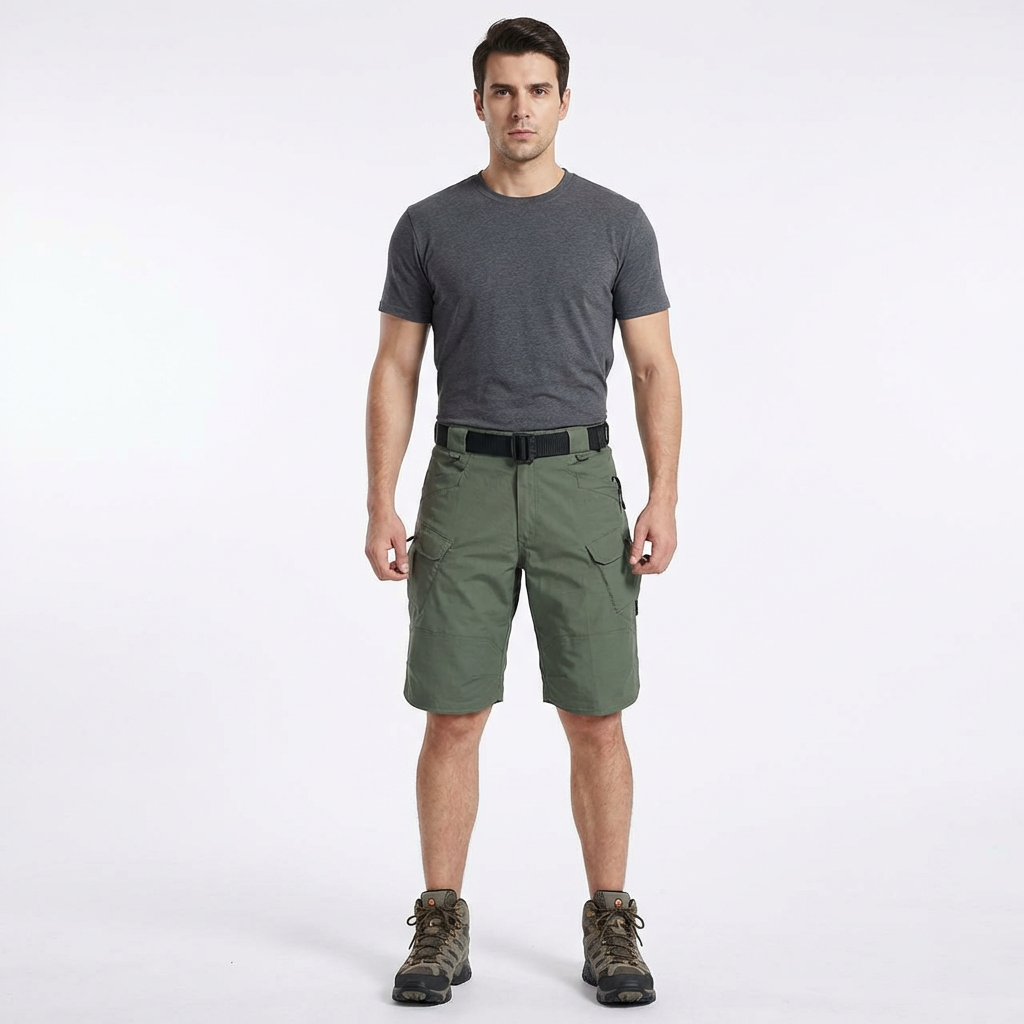 Bermudas Cargo Hombre Algodón Múltiples Bolsillos Cintura Elástica - Mavetta