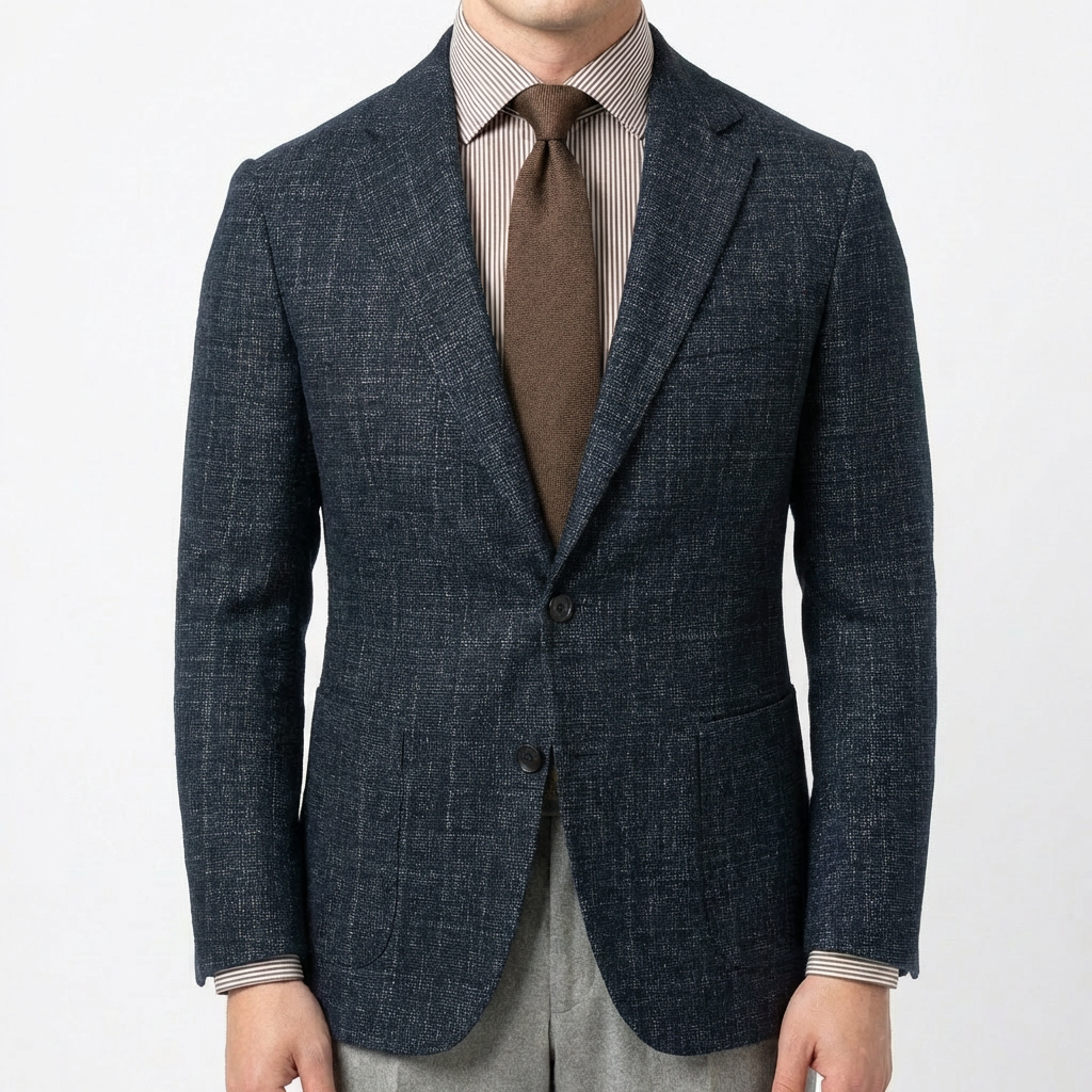 Blazer Hombre con Solapa Clásica y Bolsillo con Pañuelo Smart Casual