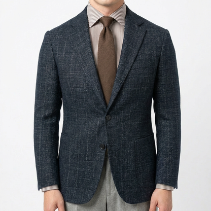 Blazer Hombre con Solapa Clásica y Bolsillo con Pañuelo Smart Casual