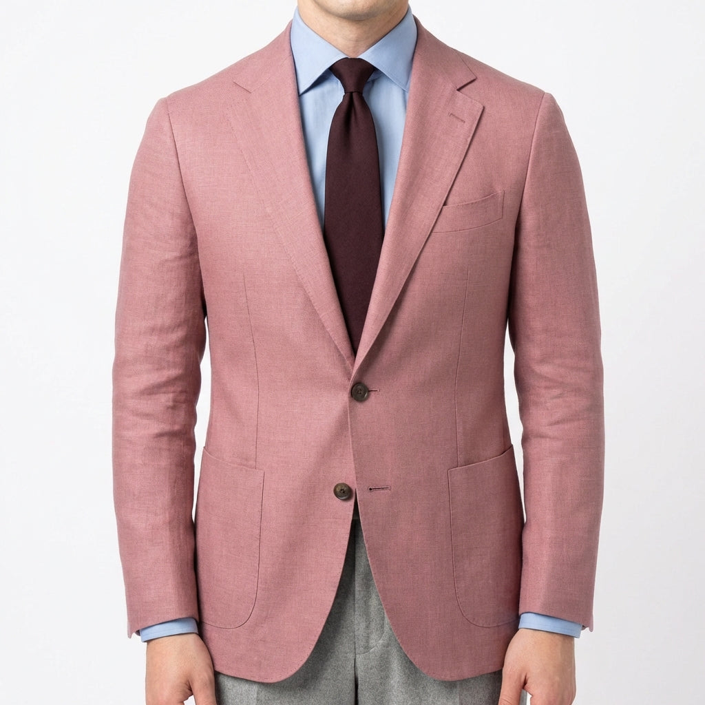 Blazer Hombre con Solapa Clásica y Bolsillo con Pañuelo Smart Casual