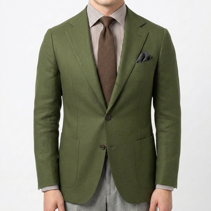 Blazer Hombre con Solapa Clásica y Bolsillo con Pañuelo Smart Casual